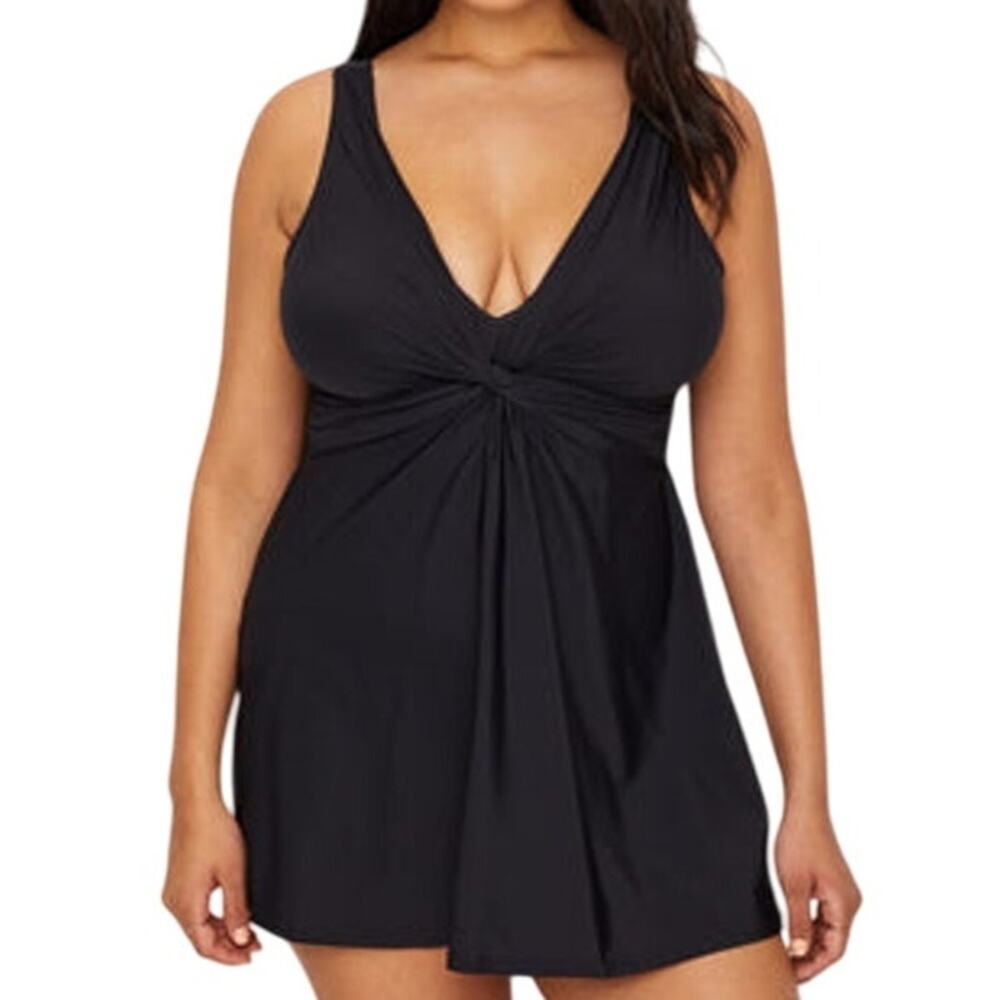 Miraclesuit NWOT Must Have Marais One Piece Swim Dress Black Size 16 Soft Bra